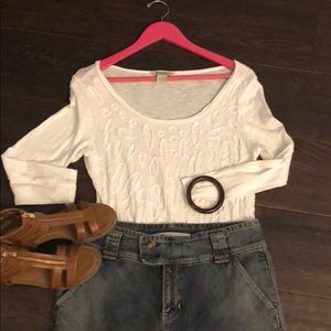 Lucky Brand Quarter length sleeved white shirt